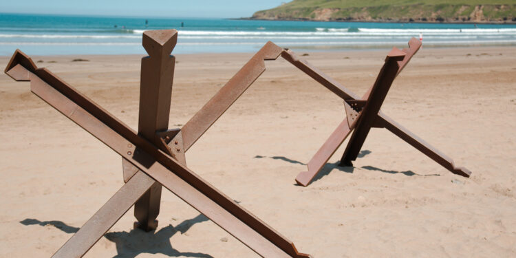 What were those metal things on the beaches?